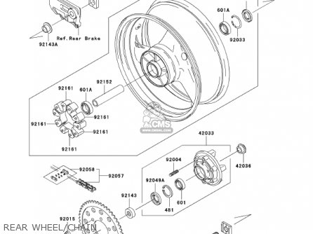 REAR WHEEL/CHAIN - ZX1200C1 ZZR1200 2002 USA CALIFORNIA CANADA