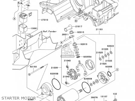 STARTER MOTOR - ZX1200C1 ZZR1200 2002 USA CALIFORNIA CANADA