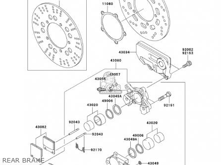 REAR BRAKE - ZX1200C1 ZZR1200 2002 USA CALIFORNIA CANADA