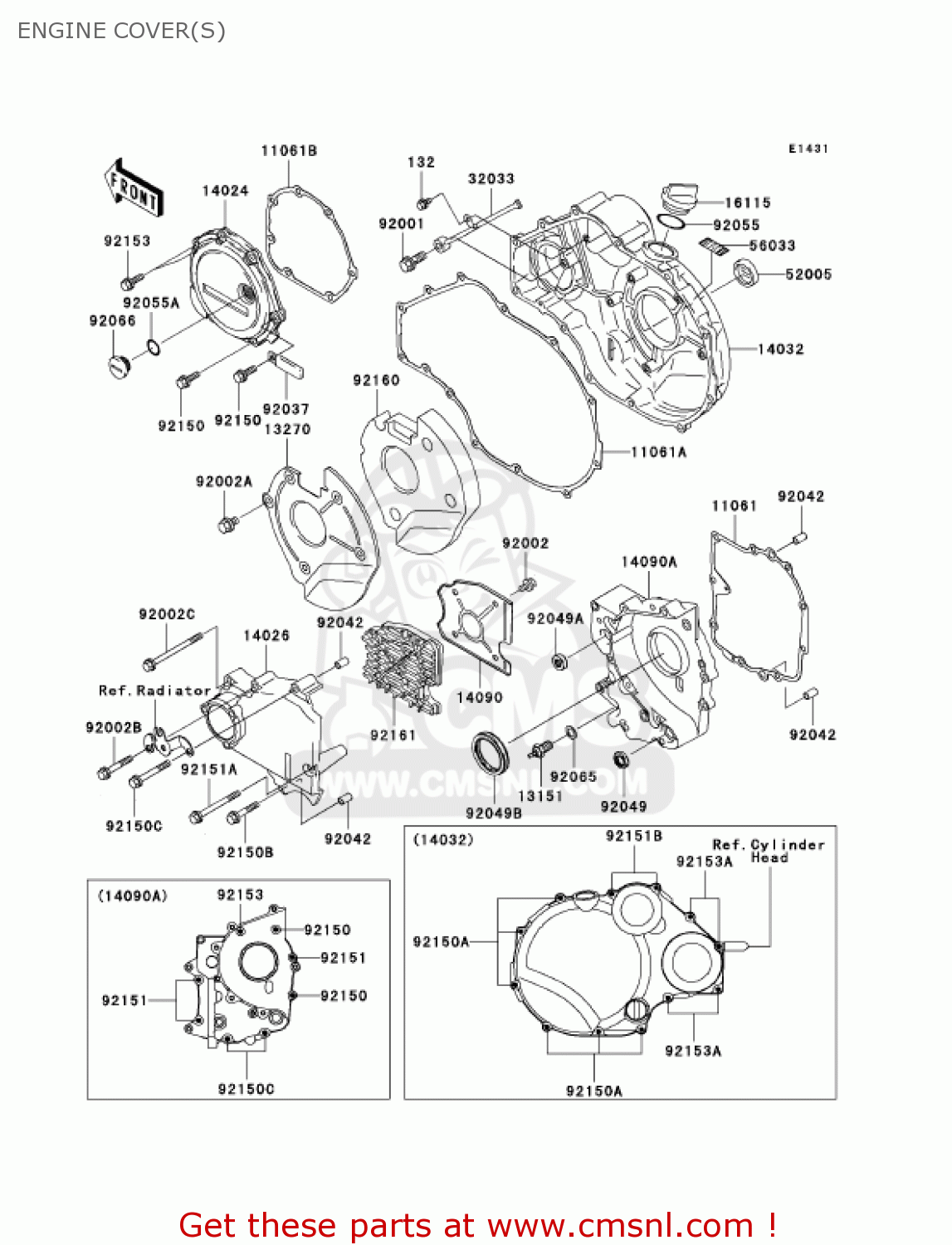ENGINE COVER(S) ZX1200C2 ZZR1200 2003 USA CALIFORNIA CANADA