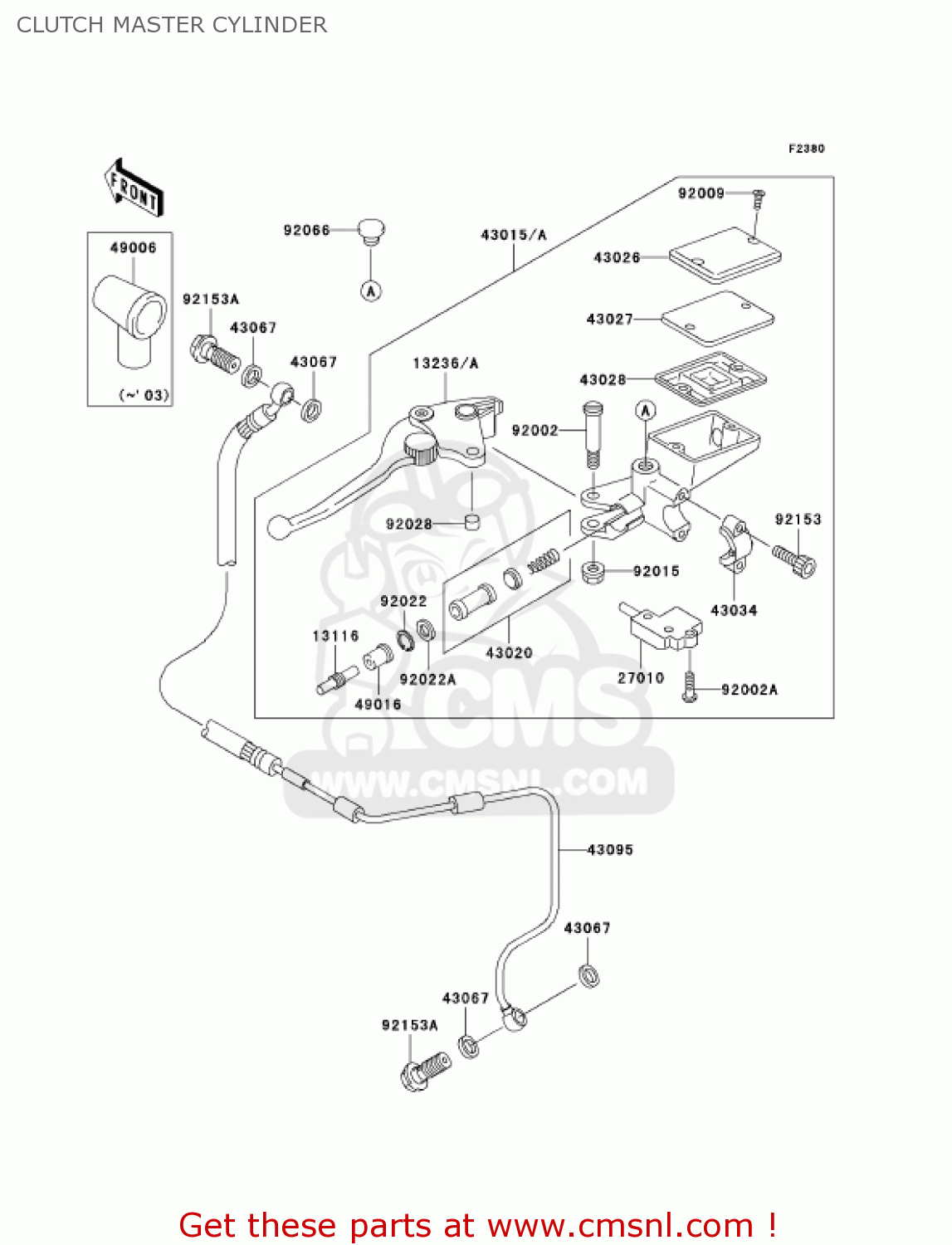 CLUTCH MASTER CYLINDER ZX1200C2 ZZR1200 2003 USA CALIFORNIA CANADA
