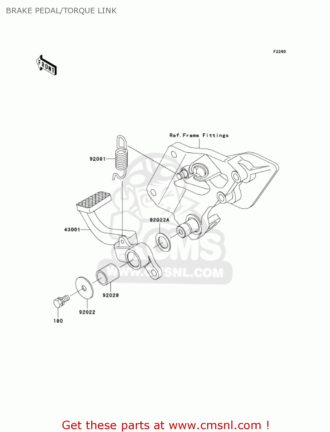 BRAKE PEDAL/TORQUE LINK ZX1200C2 ZZR1200 2003 USA CALIFORNIA CANADA