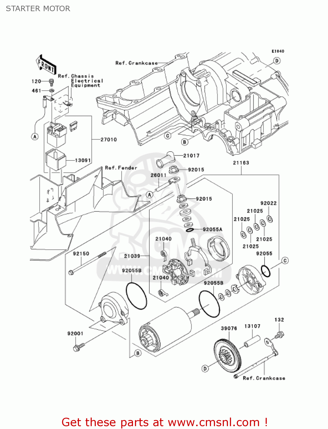 STARTER MOTOR ZX1200C2 ZZR1200 2003 USA CALIFORNIA CANADA