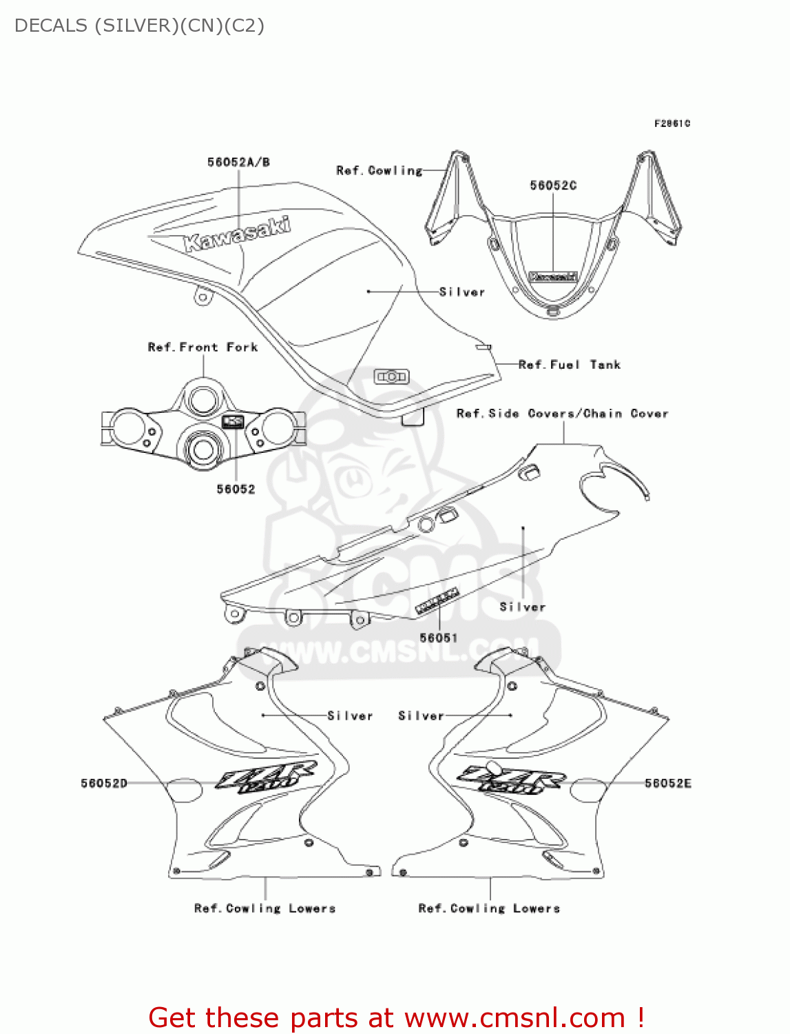 DECALS (SILVER)(CN)(C2) ZX1200C2 ZZR1200 2003 USA CALIFORNIA CANADA