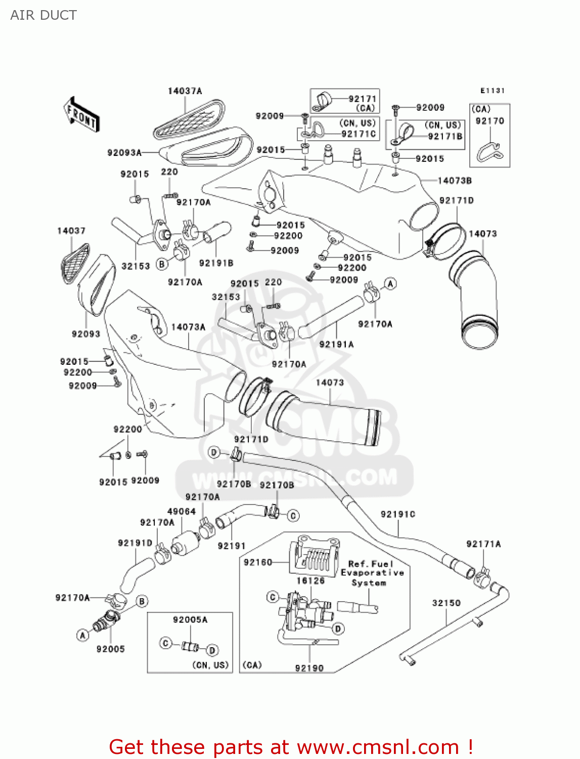 AIR DUCT ZX1200C2 ZZR1200 2003 USA CALIFORNIA CANADA