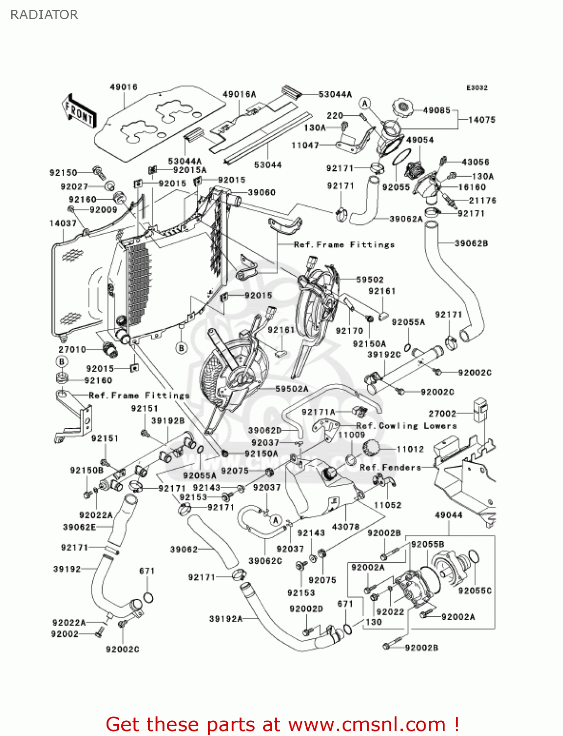 RADIATOR ZX1200C2 ZZR1200 2003 USA CALIFORNIA CANADA