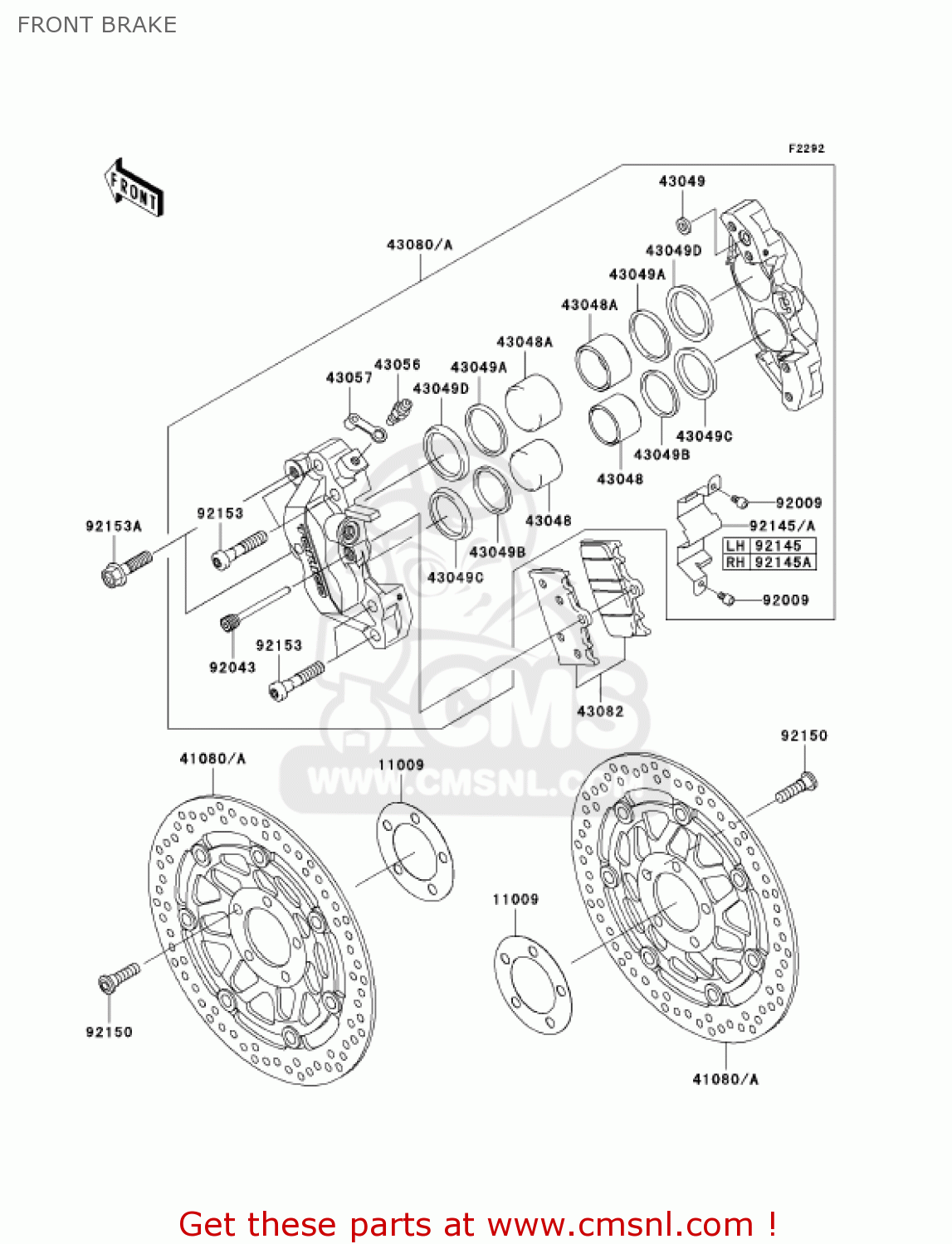 FRONT BRAKE ZX1200C2 ZZR1200 2003 USA CALIFORNIA CANADA