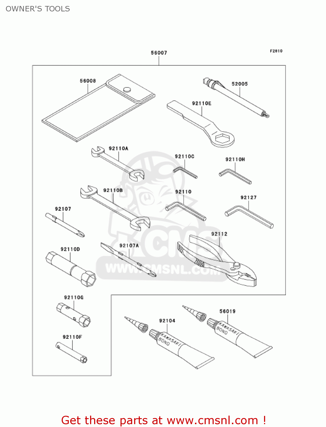 OWNER'S TOOLS ZX1200C2 ZZR1200 2003 USA CALIFORNIA CANADA