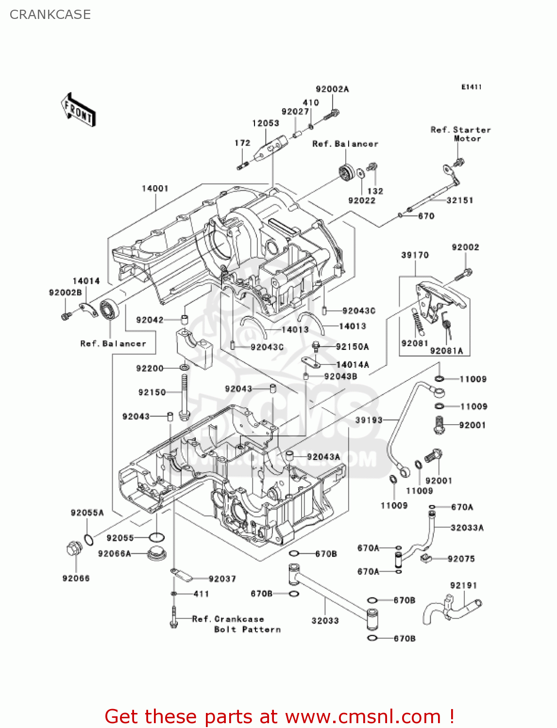 CRANKCASE ZX1200C2 ZZR1200 2003 USA CALIFORNIA CANADA