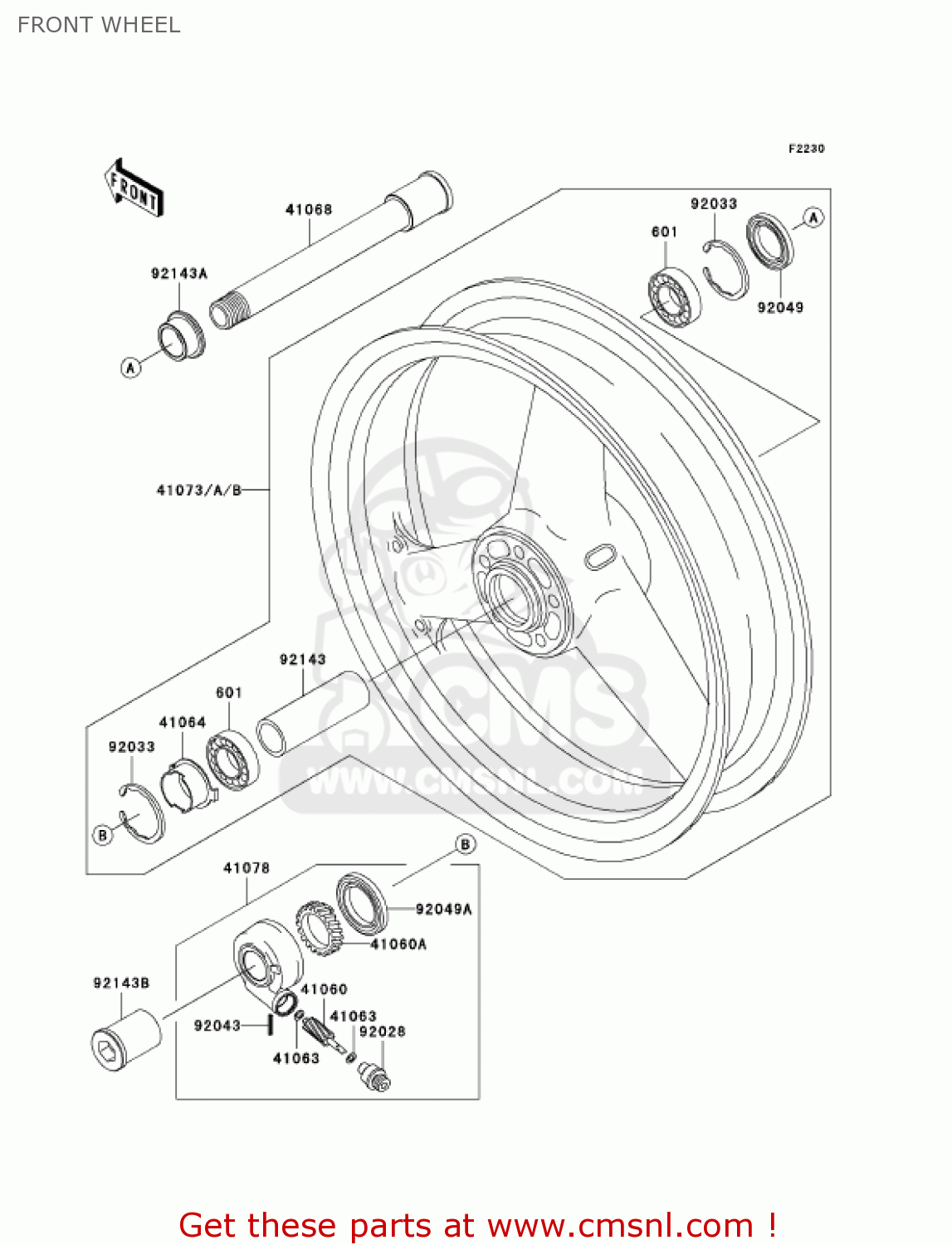 FRONT WHEEL ZX1200C2 ZZR1200 2003 USA CALIFORNIA CANADA