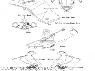 DECALS (SILVER)(CN)(C2) - ZX1200C2 ZZR1200 2003 USA CALIFORNIA CANADA