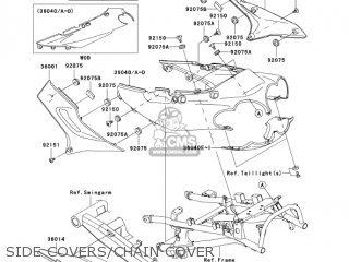 SIDE COVERS/CHAIN COVER - ZX1200C2 ZZR1200 2003 USA CALIFORNIA CANADA