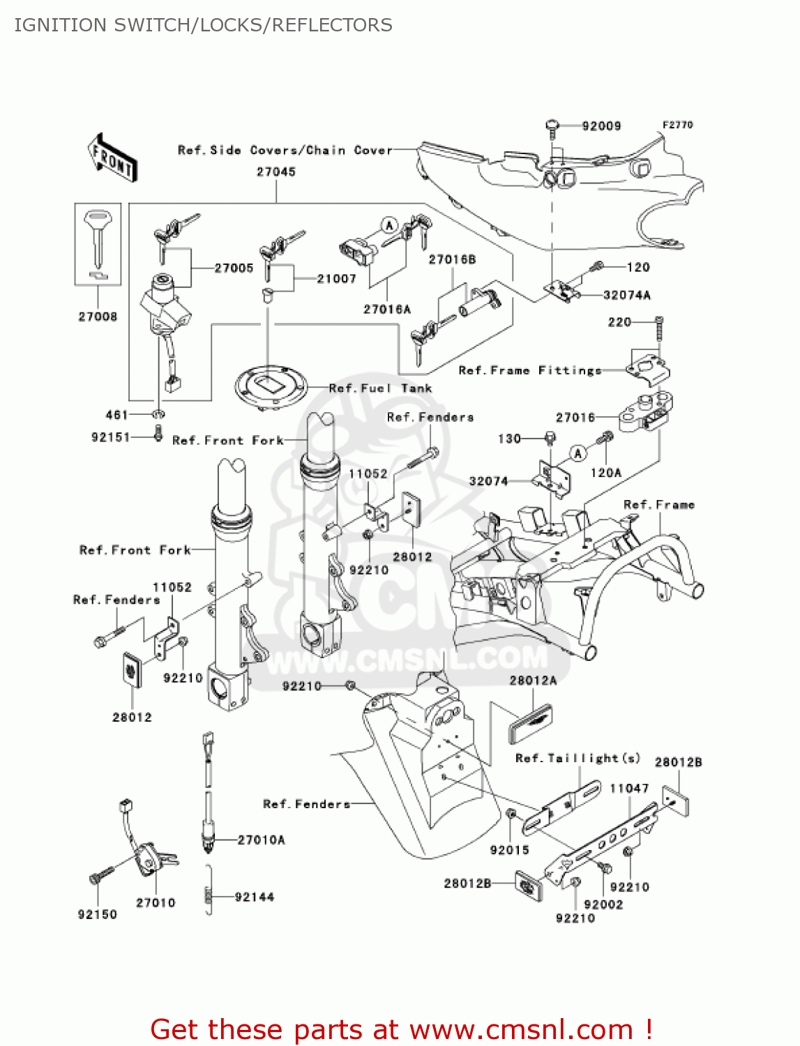 IGNITION SWITCH/LOCKS/REFLECTORS ZX1200C3 ZZR1200 2004 USA CALIFORNIA CANADA