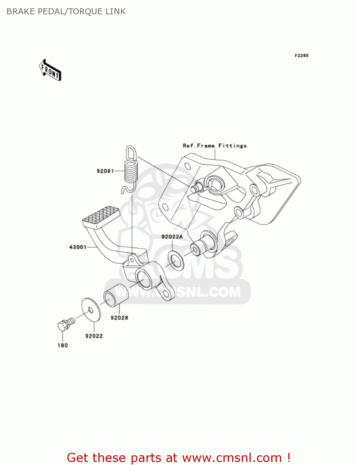 BRAKE PEDAL/TORQUE LINK ZX1200C3 ZZR1200 2004 USA CALIFORNIA CANADA