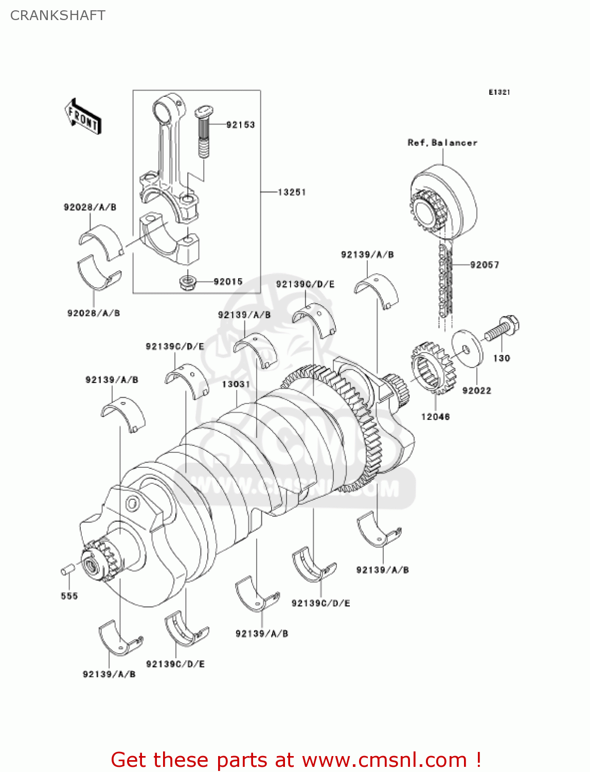 CRANKSHAFT ZX1200C3 ZZR1200 2004 USA CALIFORNIA CANADA