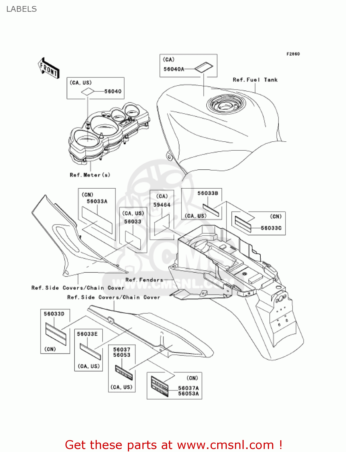 LABELS ZX1200C3 ZZR1200 2004 USA CALIFORNIA CANADA
