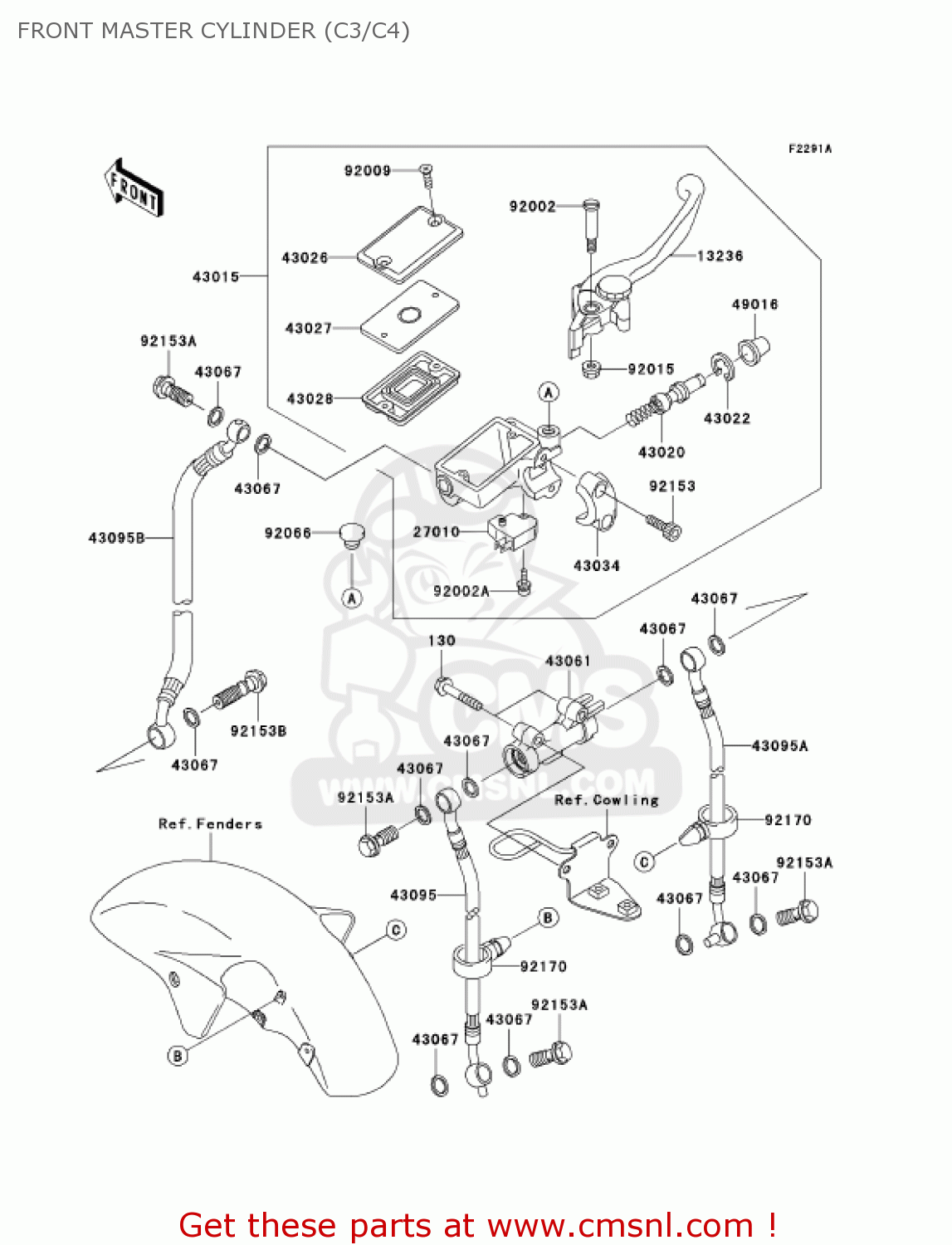 FRONT MASTER CYLINDER (C3/C4) ZX1200C3 ZZR1200 2004 USA CALIFORNIA CANADA