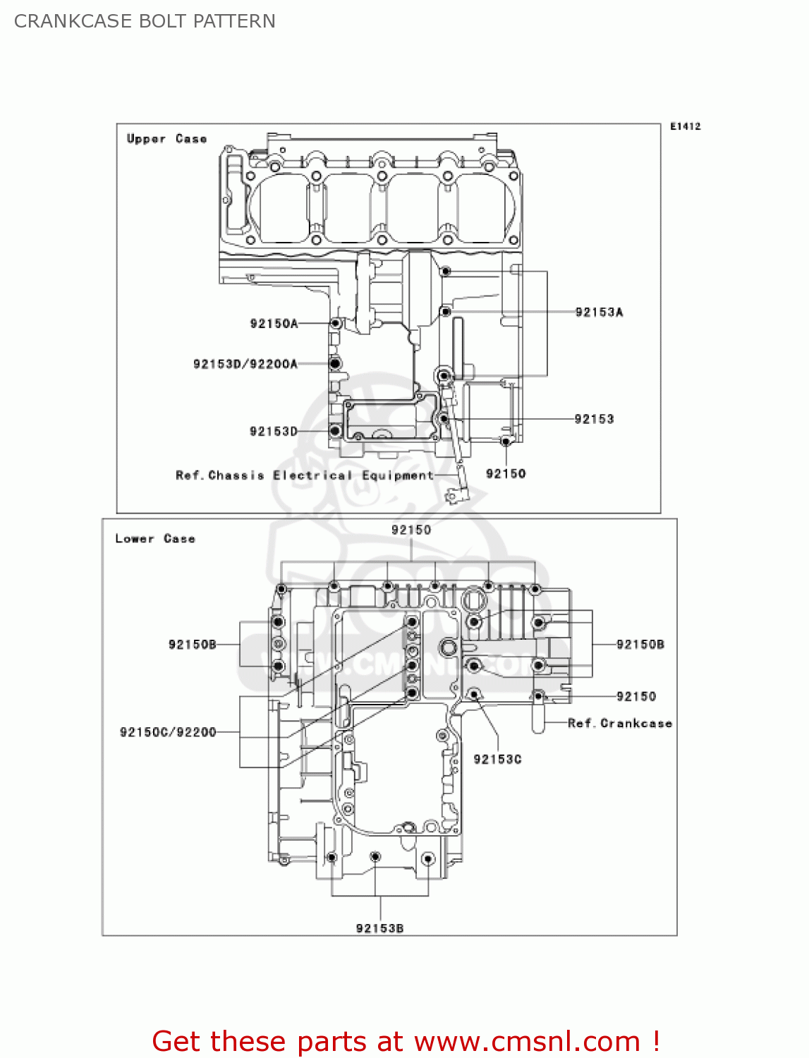 CRANKCASE BOLT PATTERN ZX1200C3 ZZR1200 2004 USA CALIFORNIA CANADA
