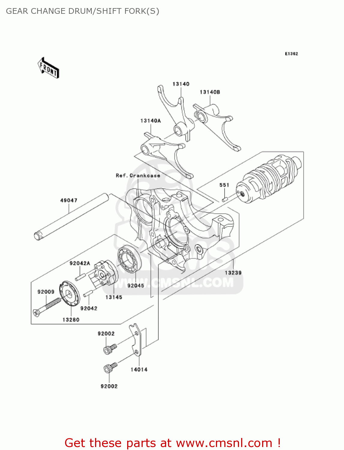 GEAR CHANGE DRUM/SHIFT FORK(S) ZX1200C3 ZZR1200 2004 USA CALIFORNIA CANADA