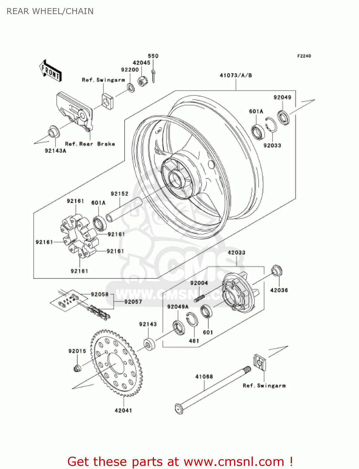 REAR WHEEL/CHAIN ZX1200C3 ZZR1200 2004 USA CALIFORNIA CANADA