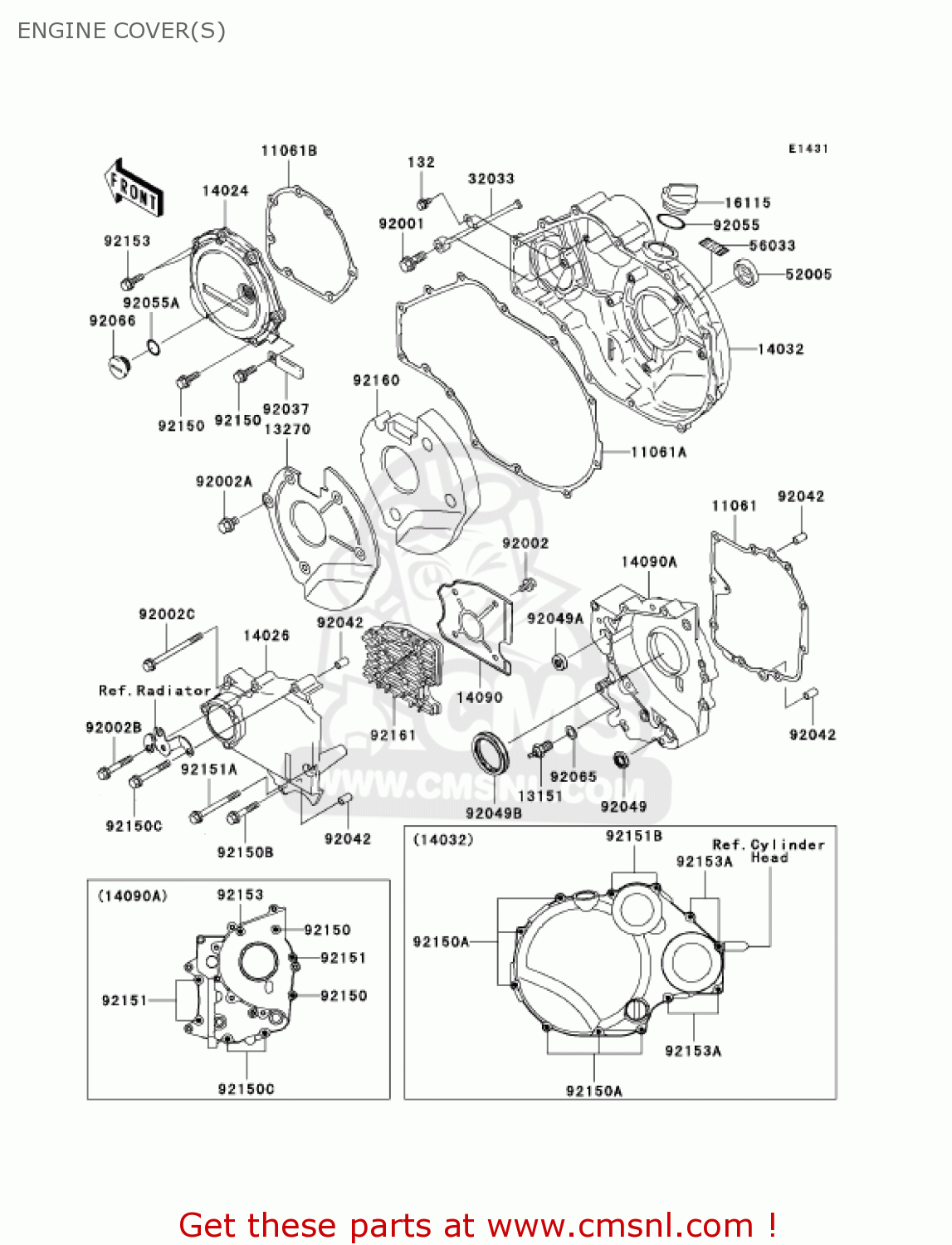 ENGINE COVER(S) ZX1200C4 ZZR1200 2005 USA CALIFORNIA CANADA