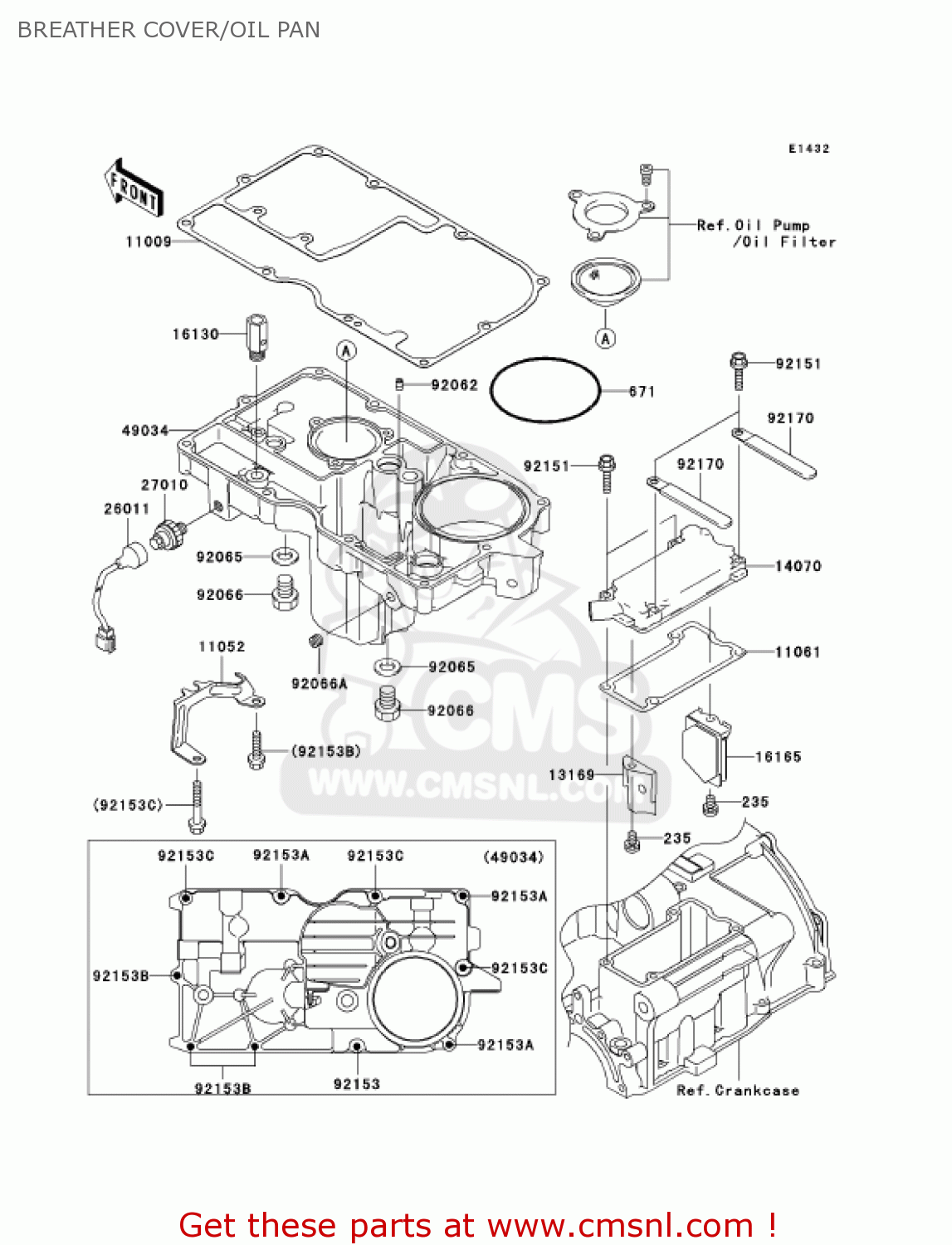 BREATHER COVER/OIL PAN ZX1200C4 ZZR1200 2005 USA CALIFORNIA CANADA