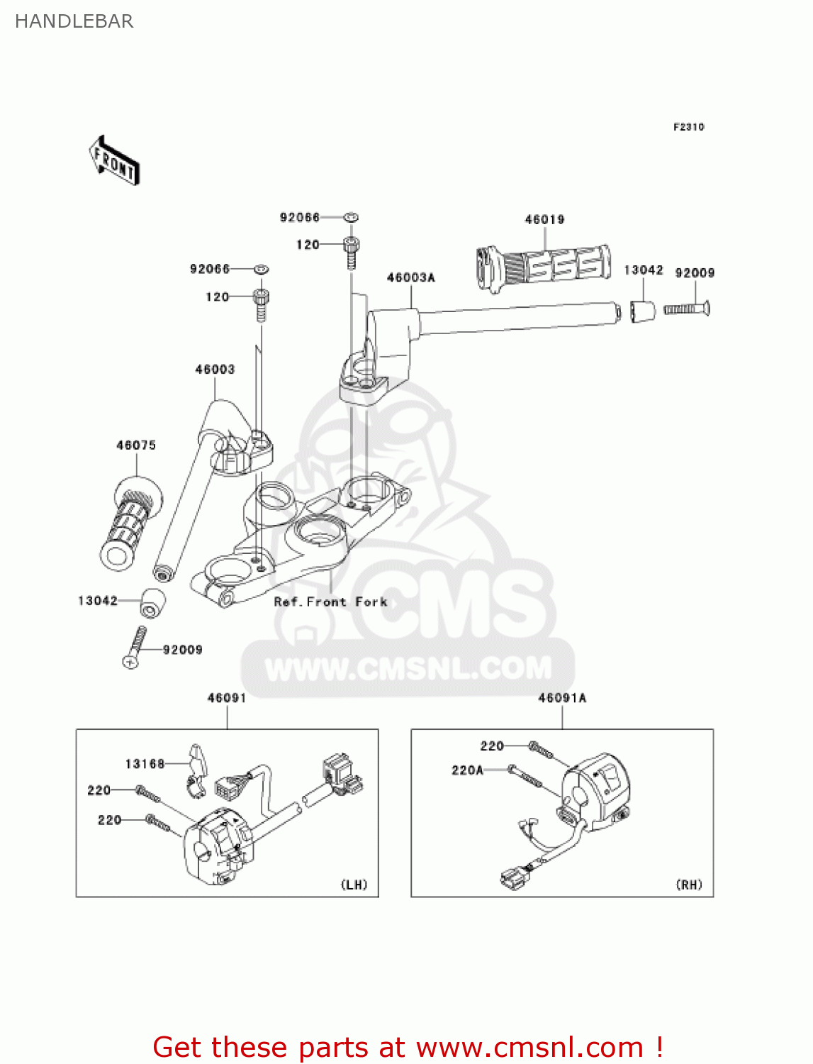 HANDLEBAR ZX1200C4 ZZR1200 2005 USA CALIFORNIA CANADA