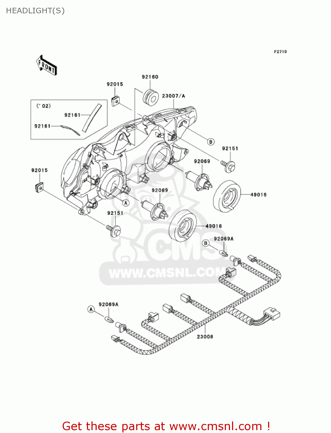 HEADLIGHT(S) ZX1200C4 ZZR1200 2005 USA CALIFORNIA CANADA