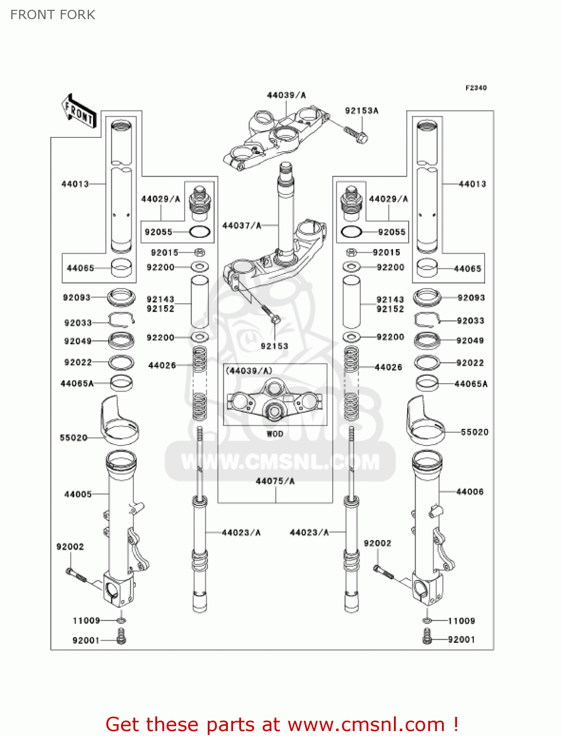 FRONT FORK ZX1200C4 ZZR1200 2005 USA CALIFORNIA CANADA