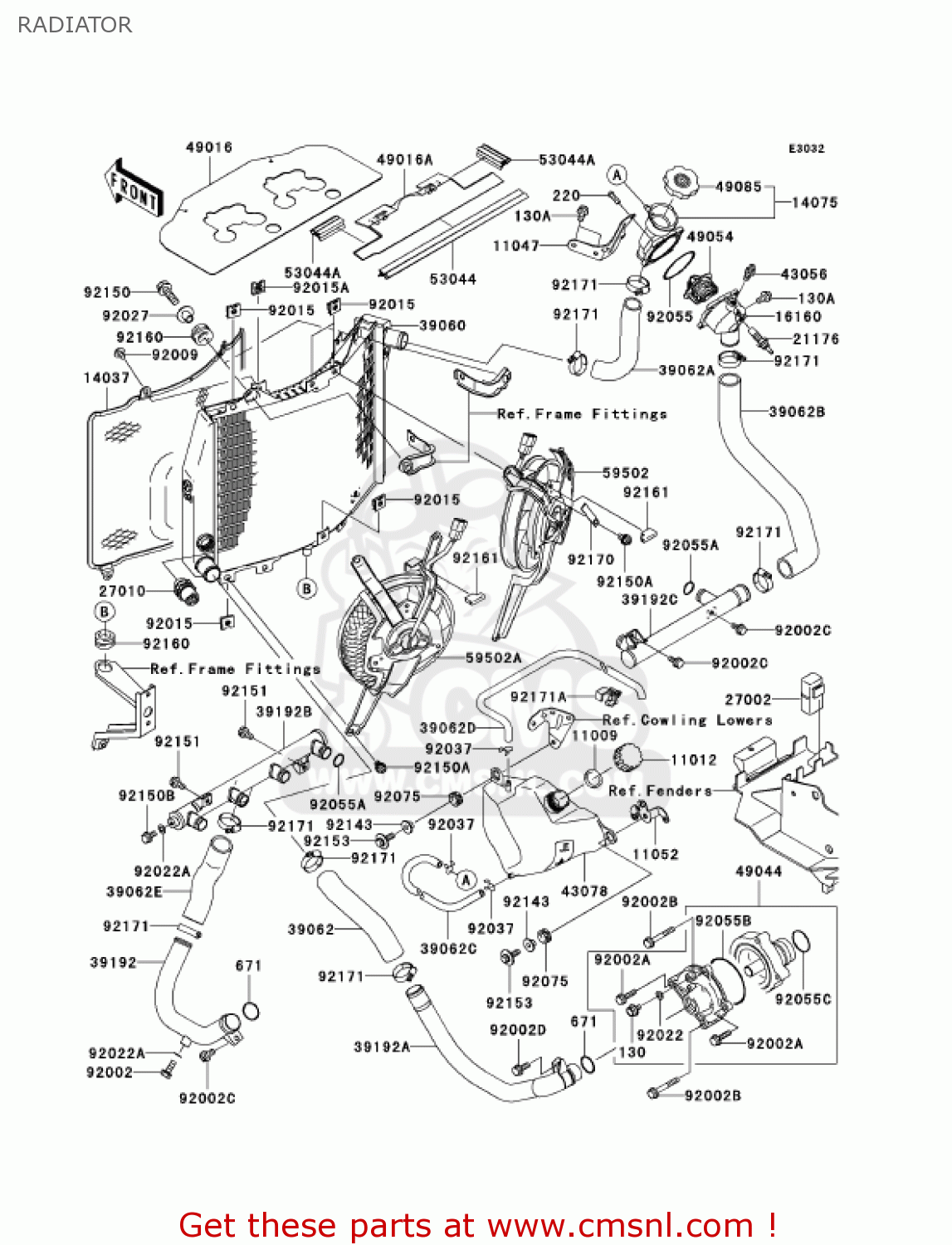 RADIATOR ZX1200C4 ZZR1200 2005 USA CALIFORNIA CANADA