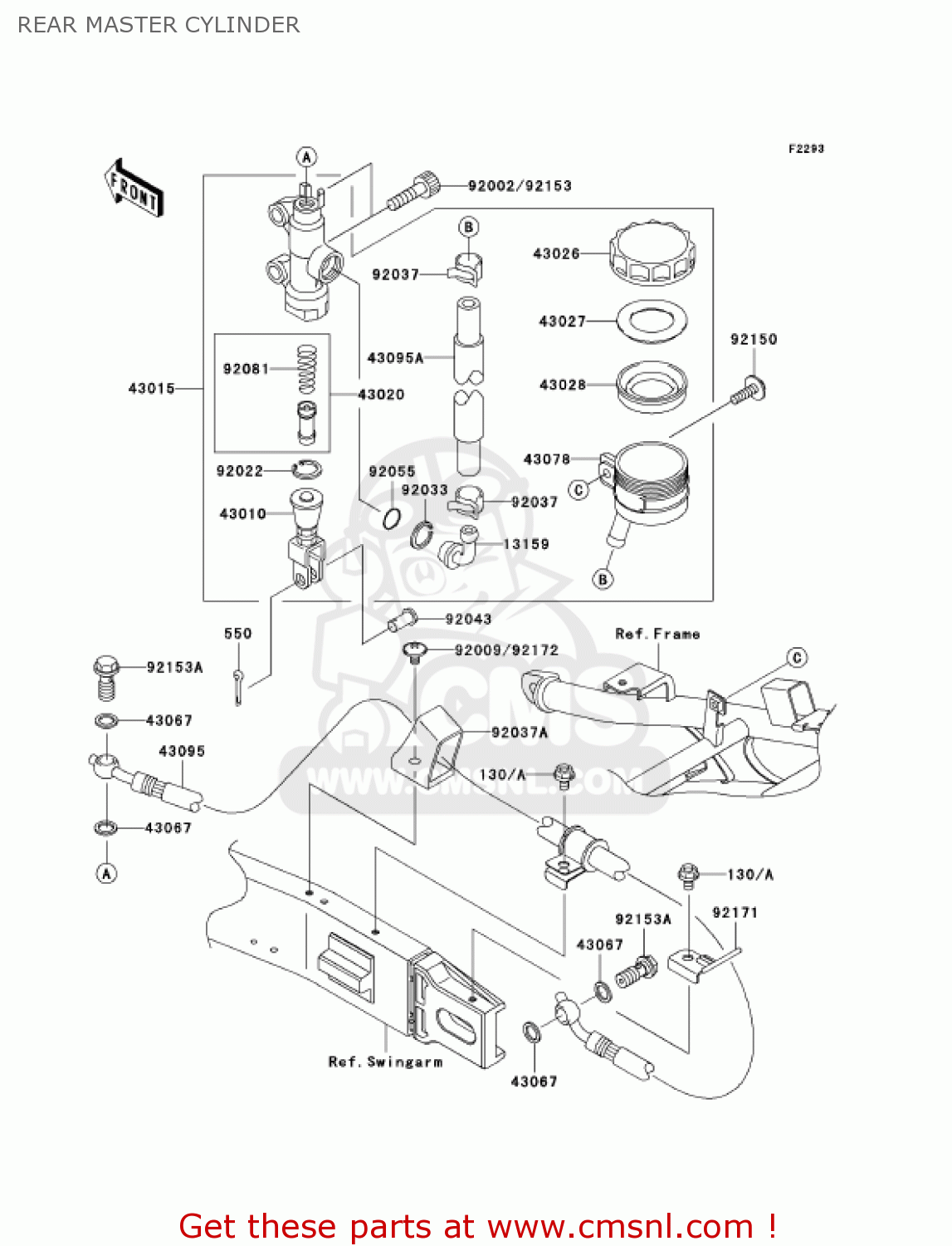 REAR MASTER CYLINDER ZX1200C4 ZZR1200 2005 USA CALIFORNIA CANADA