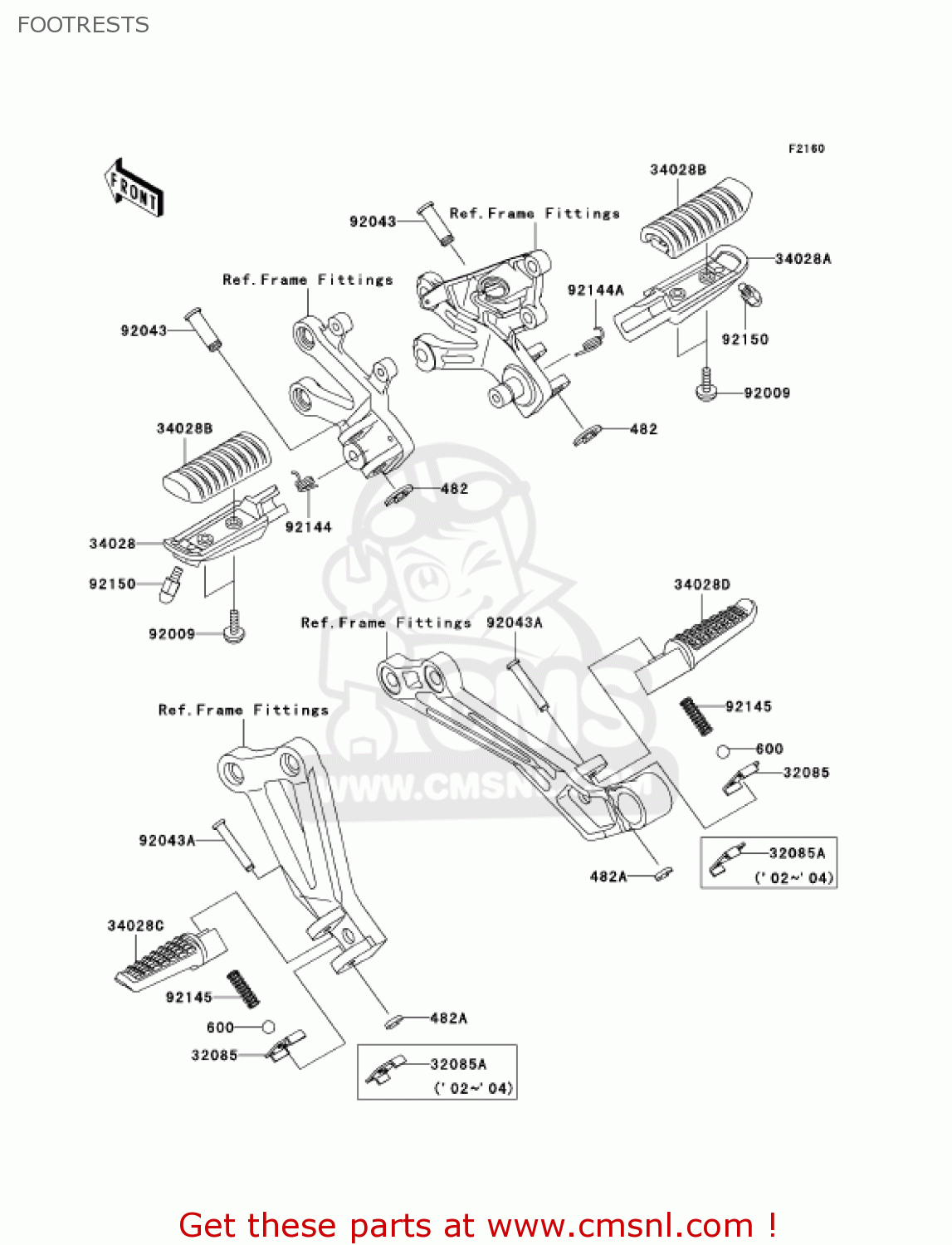 FOOTRESTS ZX1200C4 ZZR1200 2005 USA CALIFORNIA CANADA