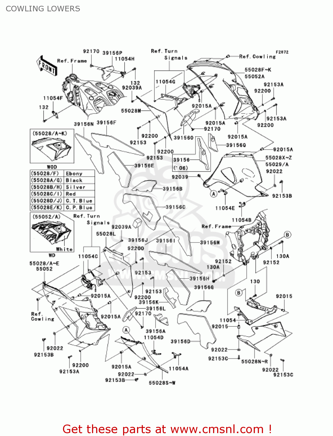 COWLING LOWERS ZX1400A6F NINJA ZX14 2006 USA CALIFORNIA CANADA