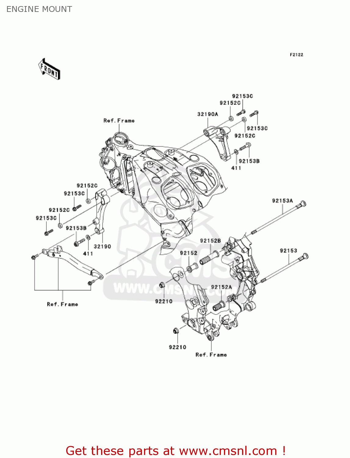 ENGINE MOUNT ZX1400A6F NINJA ZX14 2006 USA CALIFORNIA CANADA