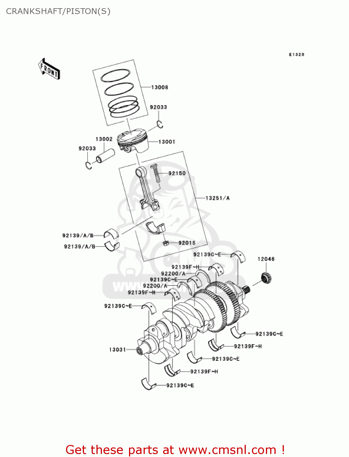 CRANKSHAFT/PISTON(S) ZX1400A6F NINJA ZX14 2006 USA CALIFORNIA CANADA
