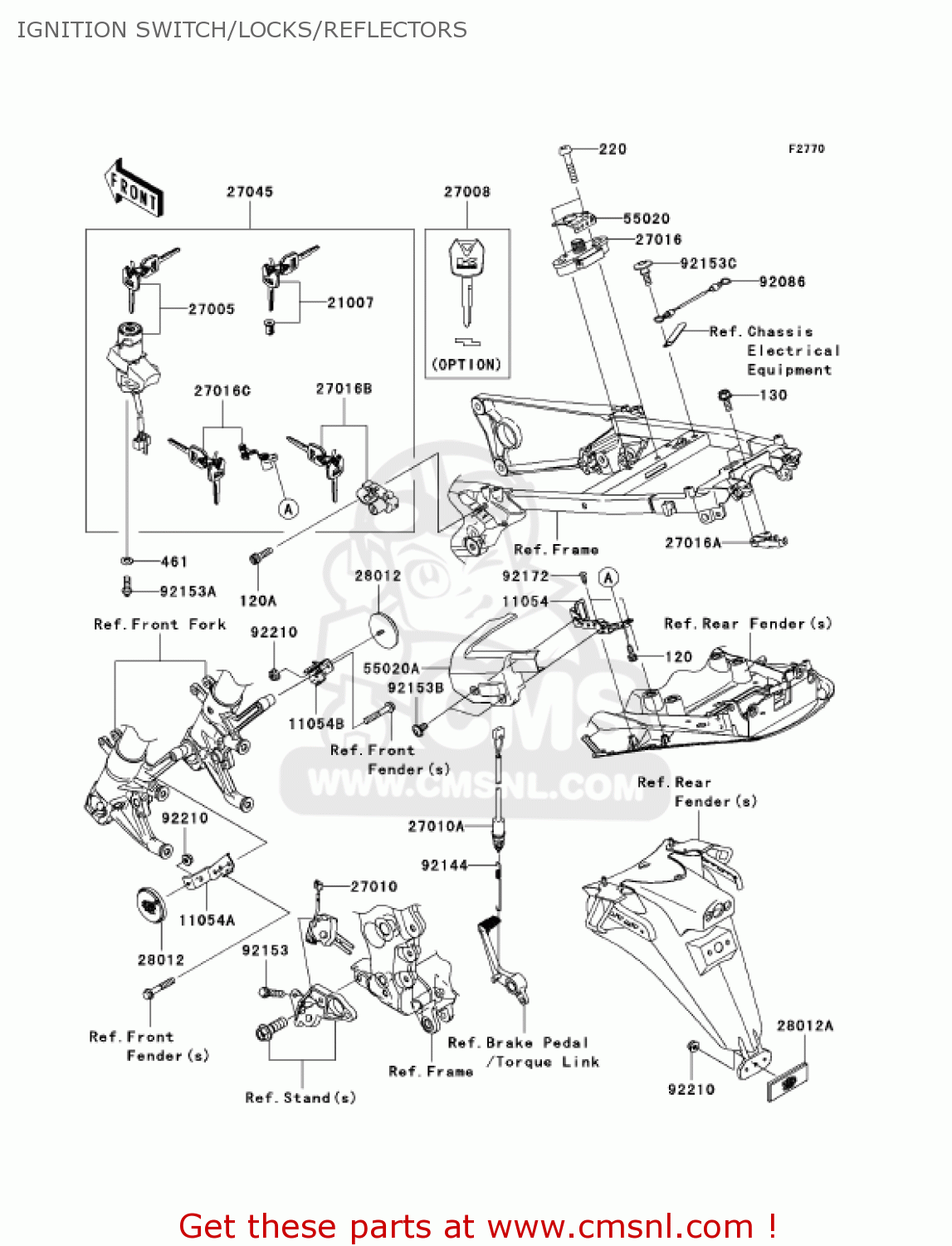 IGNITION SWITCH/LOCKS/REFLECTORS ZX1400A6F NINJA ZX14 2006 USA CALIFORNIA CANADA