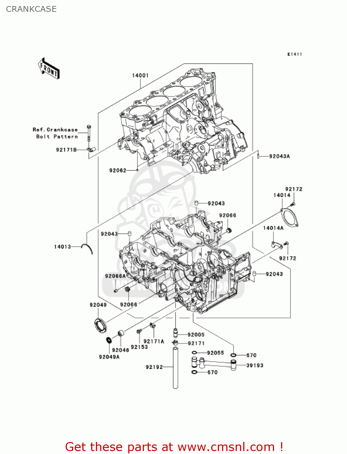 CRANKCASE ZX1400A6F NINJA ZX14 2006 USA CALIFORNIA CANADA