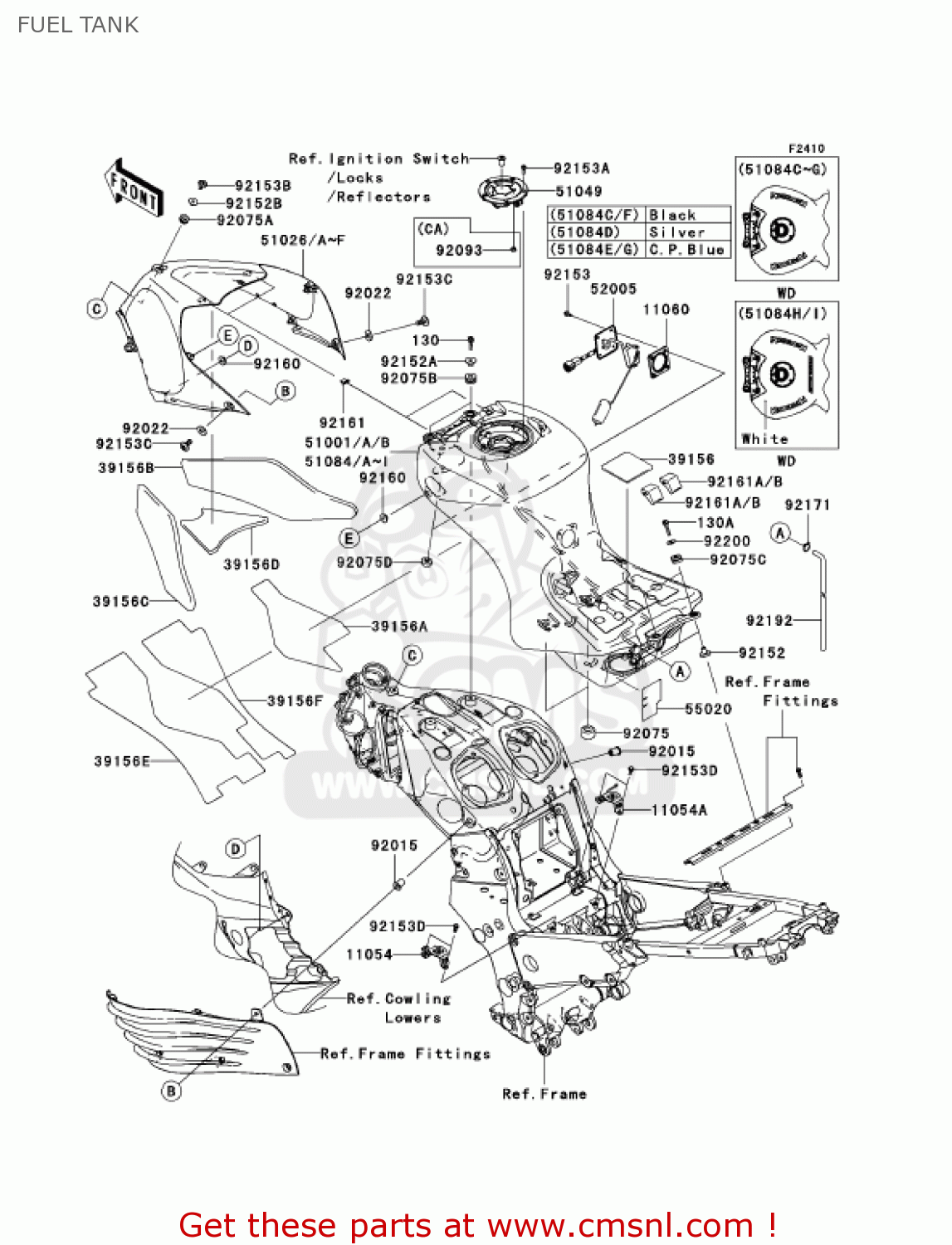 FUEL TANK ZX1400A6F NINJA ZX14 2006 USA CALIFORNIA CANADA