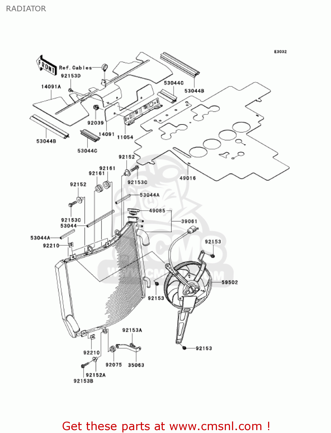 RADIATOR ZX1400A6F NINJA ZX14 2006 USA CALIFORNIA CANADA