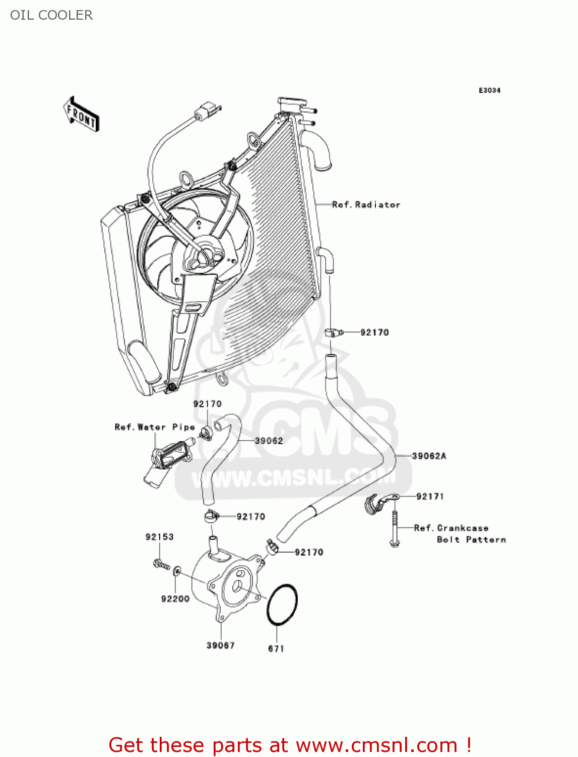 OIL COOLER ZX1400A6F NINJA ZX14 2006 USA CALIFORNIA CANADA