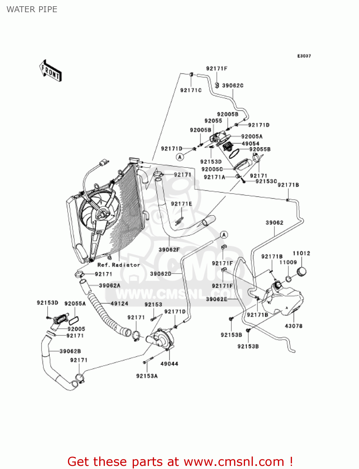 WATER PIPE ZX1400A6F NINJA ZX14 2006 USA CALIFORNIA CANADA