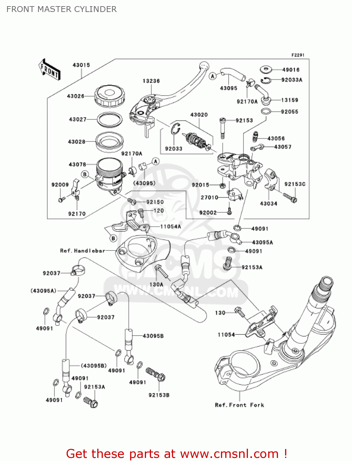 FRONT MASTER CYLINDER ZX1400A6F NINJA ZX14 2006 USA CALIFORNIA CANADA
