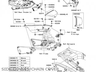 SIDE COVERS/CHAIN COVER - ZX1400A6F NINJA ZX14 2006 USA CALIFORNIA CANADA