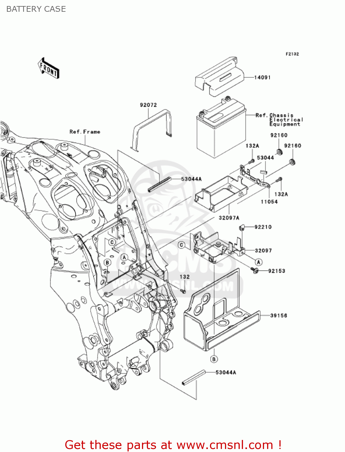 BATTERY CASE ZX1400A7F NINJA ZX14 2007 USA CALIFORNIA CANADA