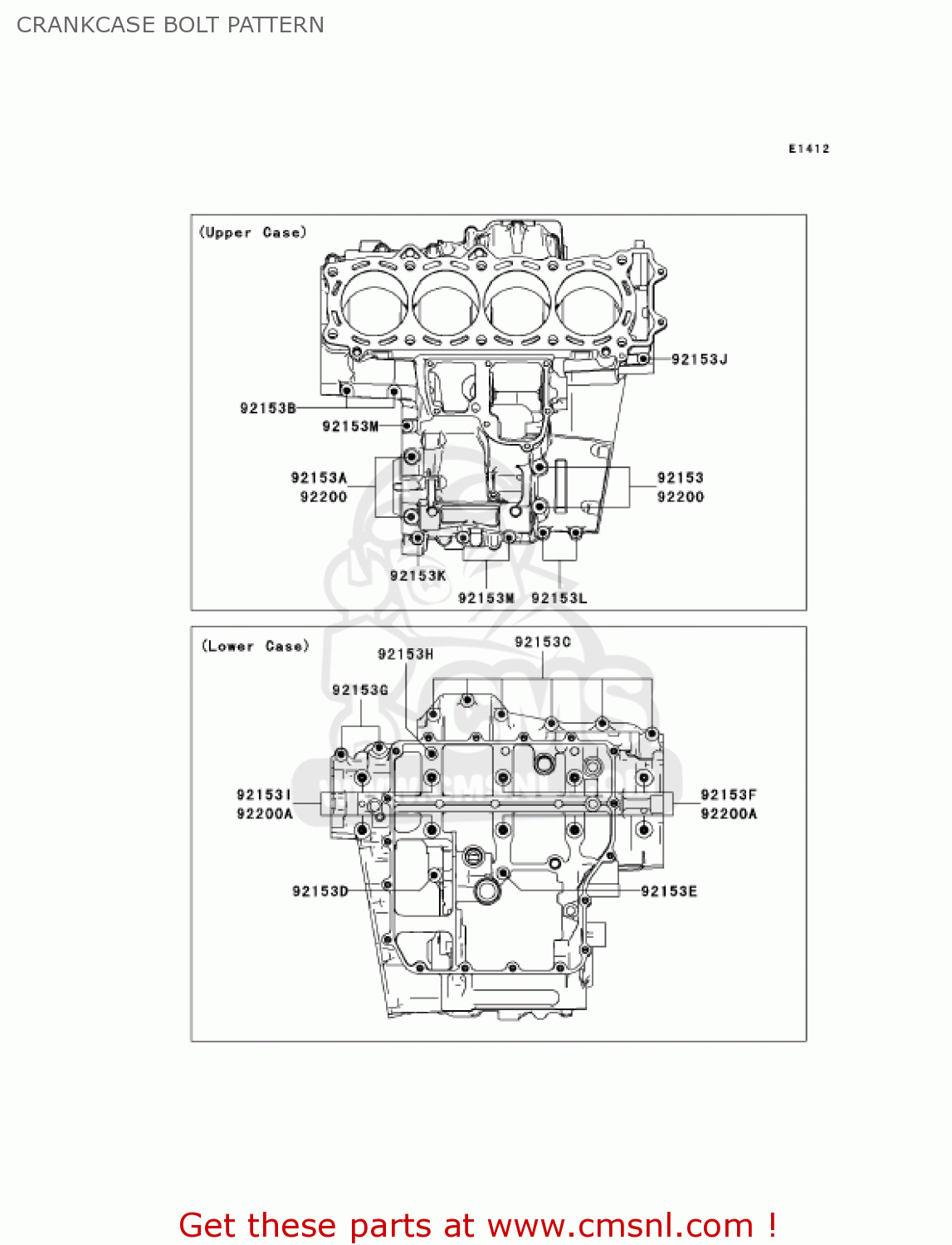 CRANKCASE BOLT PATTERN ZX1400A7F NINJA ZX14 2007 USA CALIFORNIA CANADA
