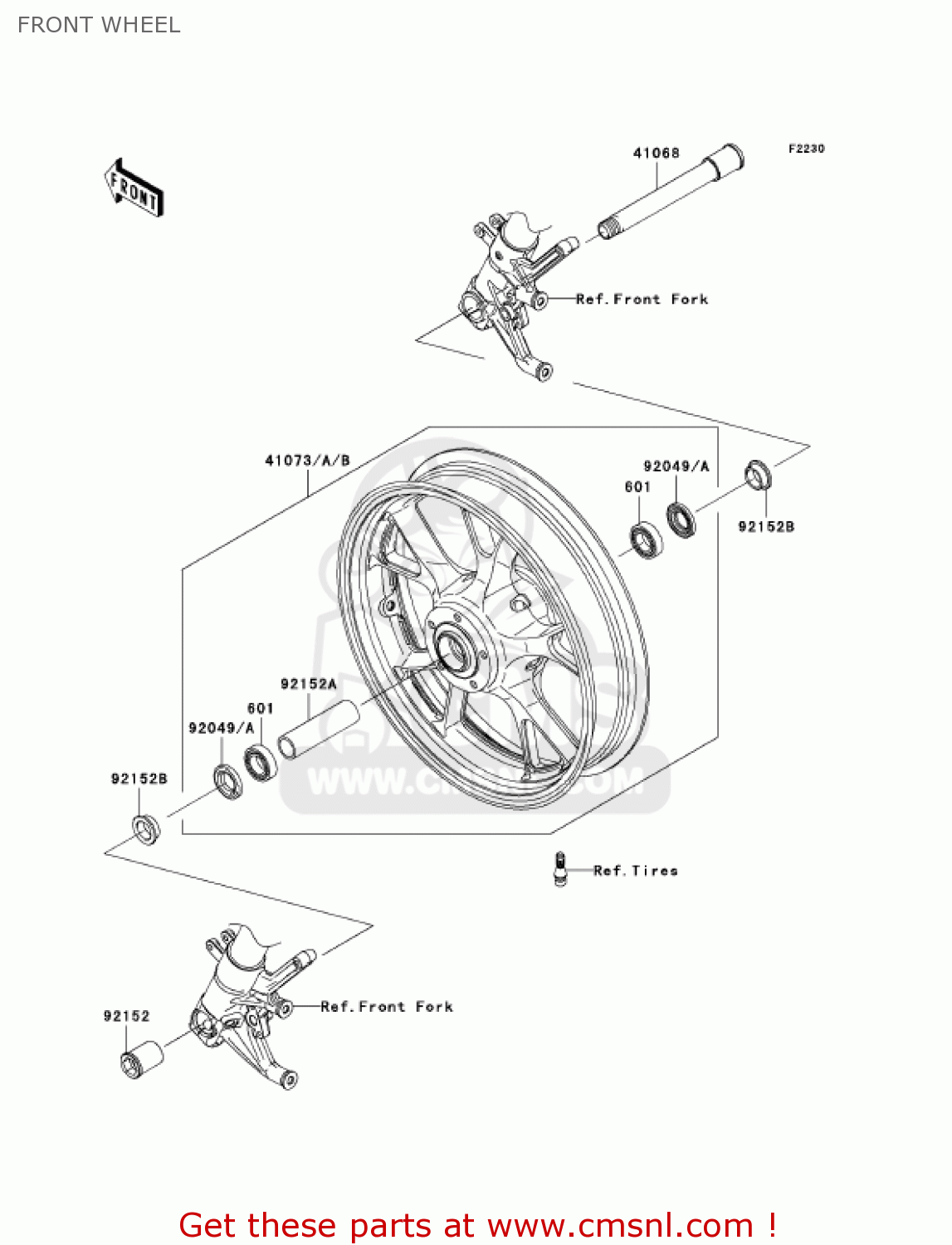 FRONT WHEEL ZX1400A7F NINJA ZX14 2007 USA CALIFORNIA CANADA