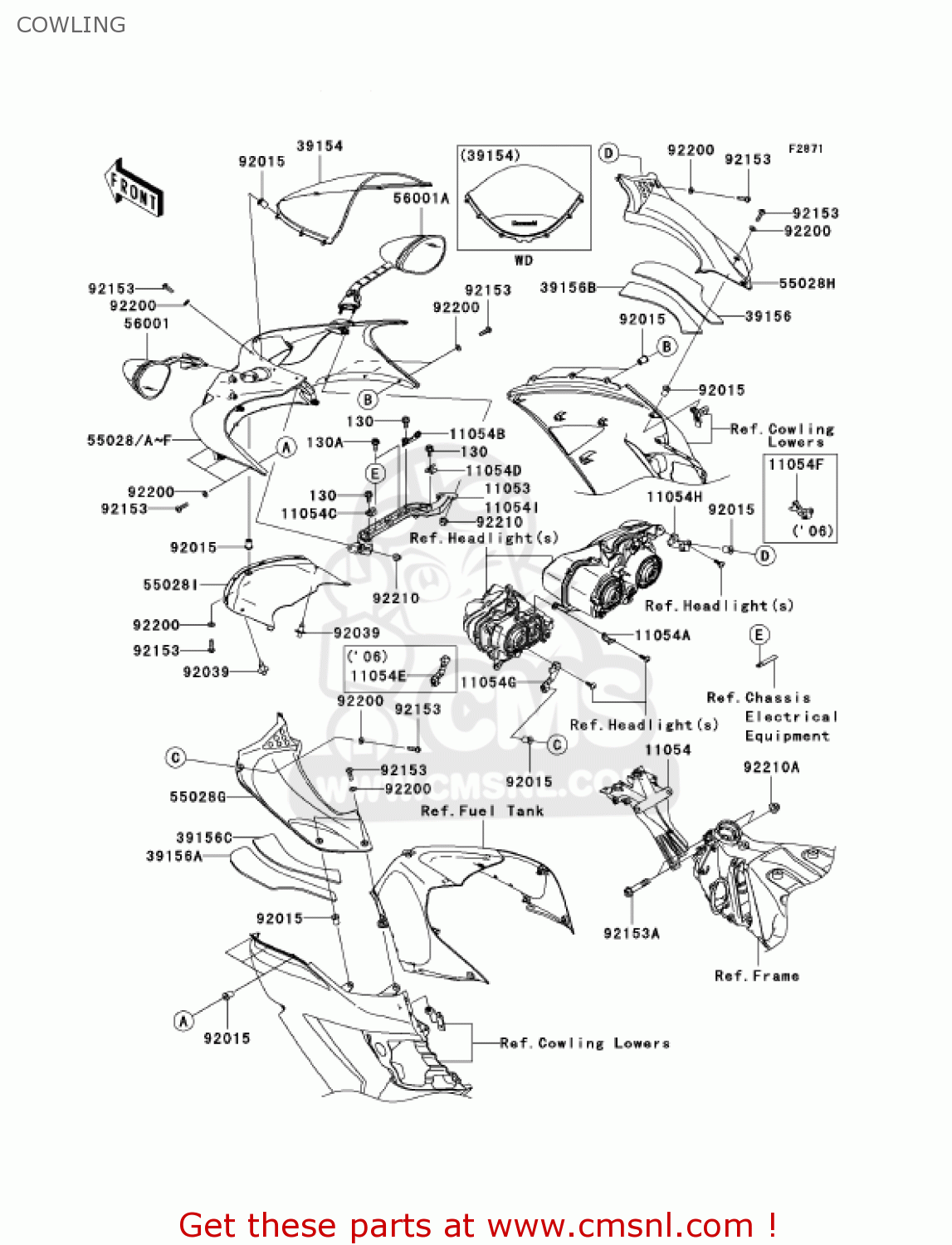 COWLING ZX1400A7F NINJA ZX14 2007 USA CALIFORNIA CANADA