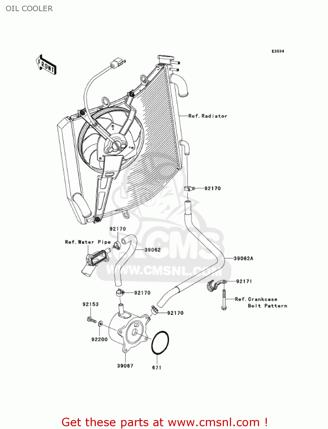 OIL COOLER ZX1400A7F NINJA ZX14 2007 USA CALIFORNIA CANADA