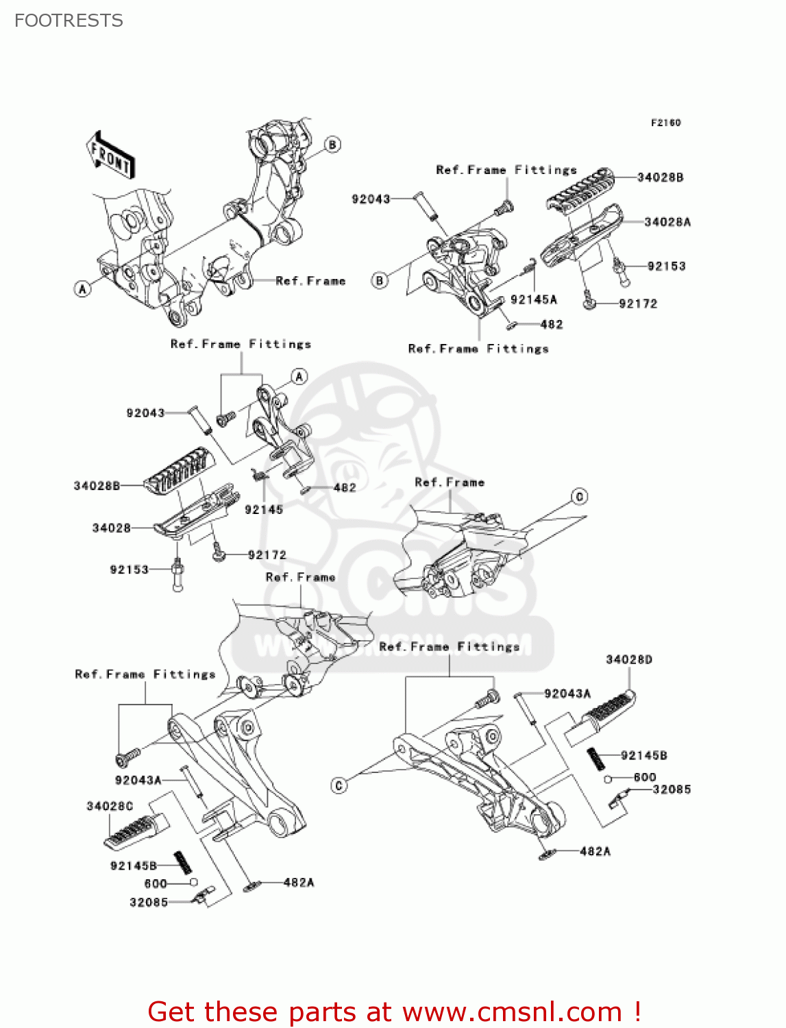 FOOTRESTS ZX1400A7F NINJA ZX14 2007 USA CALIFORNIA CANADA