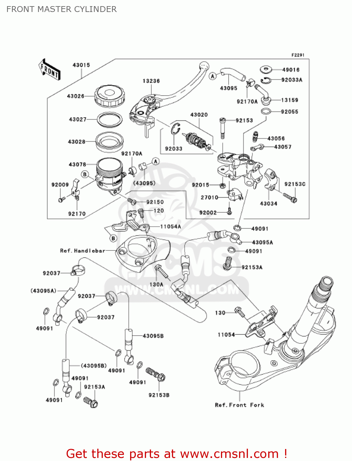 FRONT MASTER CYLINDER ZX1400A7F NINJA ZX14 2007 USA CALIFORNIA CANADA